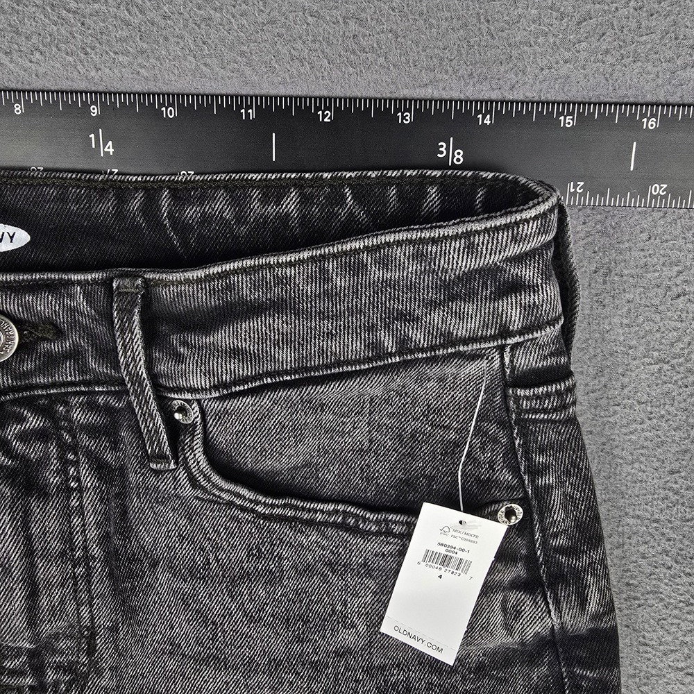 Old Navy Denim Skirt Womens 4 Black Washed‎ Raw Hem Cutoff Mini Stretch NWT - Picture 5 of 7